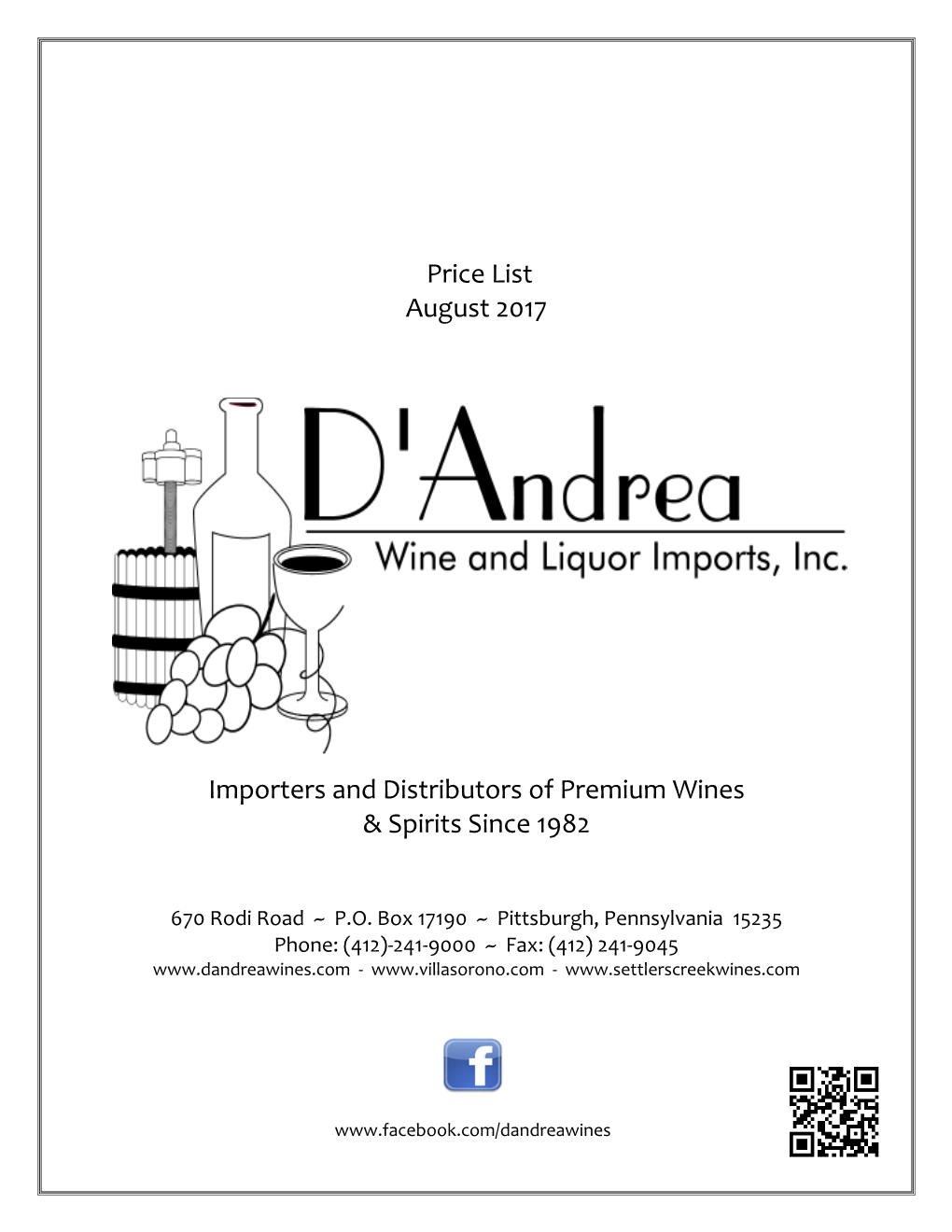 Price List August 2017 Importers and Distributors of Premium Wines