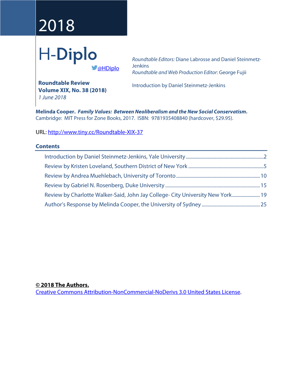 H-Diplo Roundtable, Vol