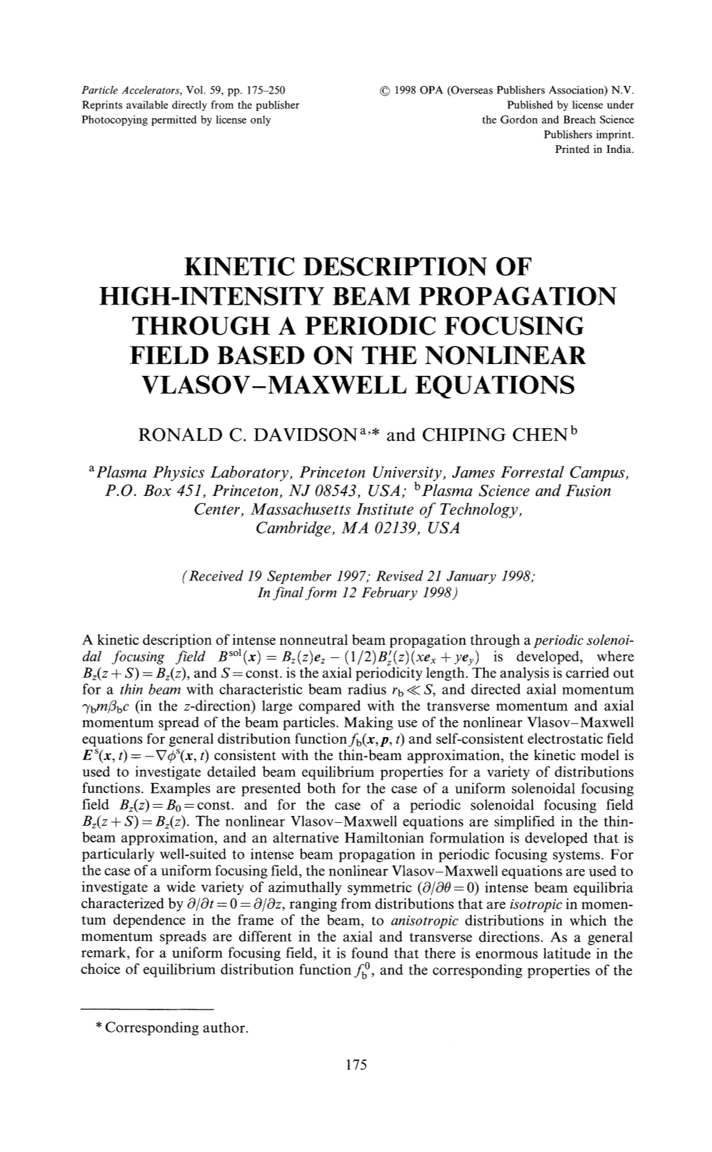 Kinetic Description of High-Intensity Beam Propagation Through a Periodic Focusing Field Based on the Nonlinear Vlasov-Maxwell Equations