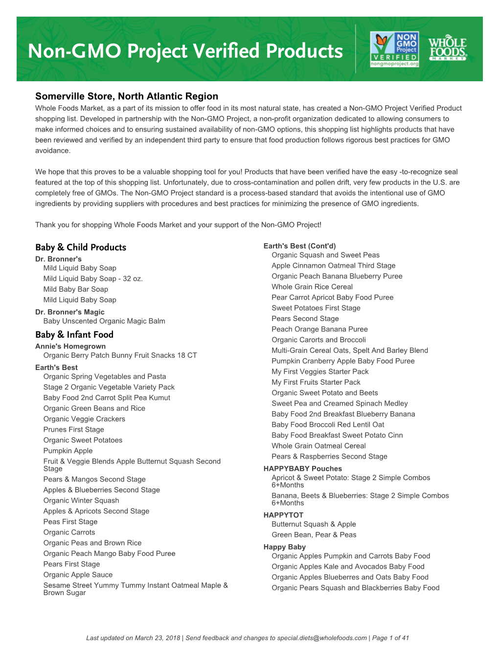 Non-GMO Project Verified Products