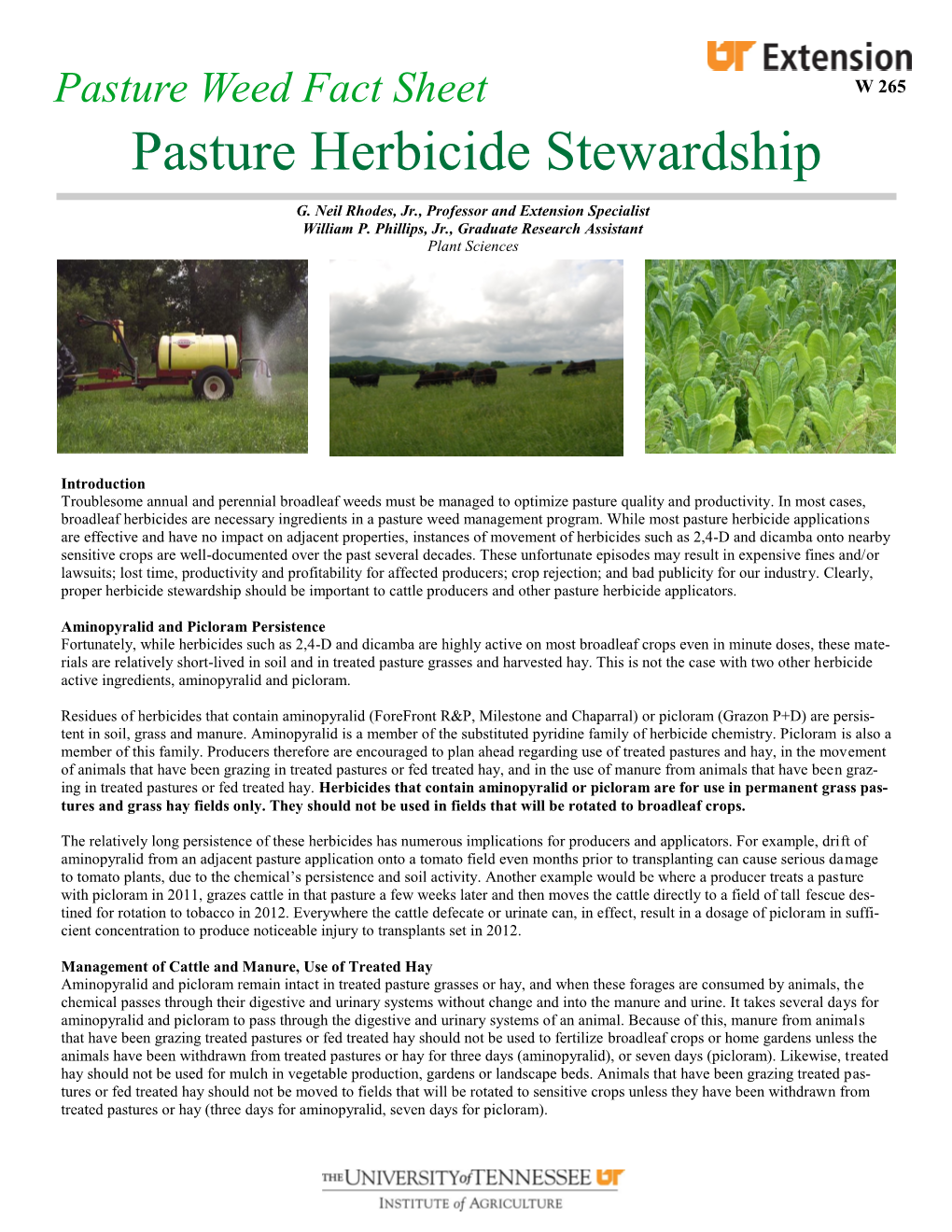 Pasture Herbicide Stewardship