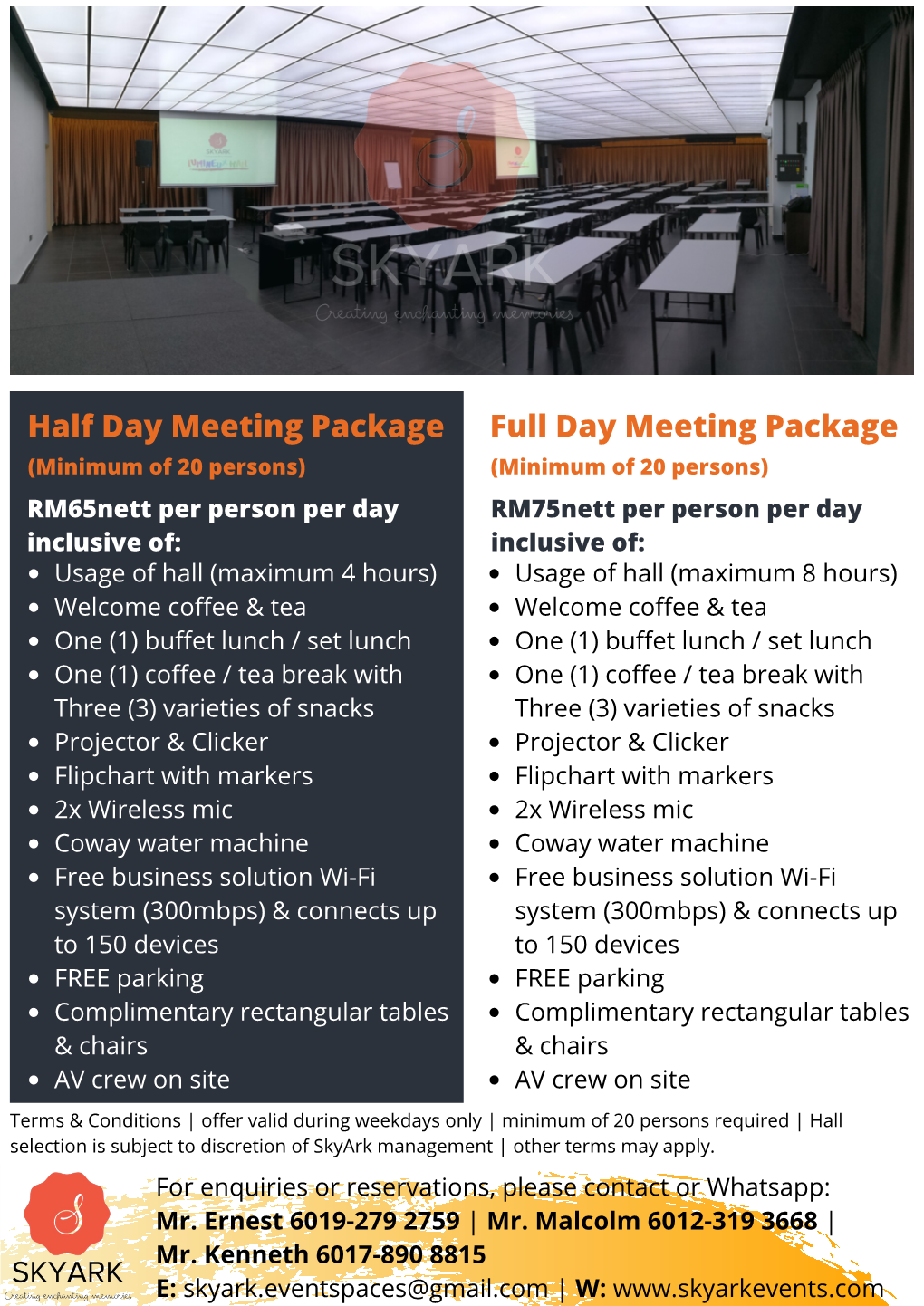 Skyark Meeting Packages (With Lunch) 2020-2