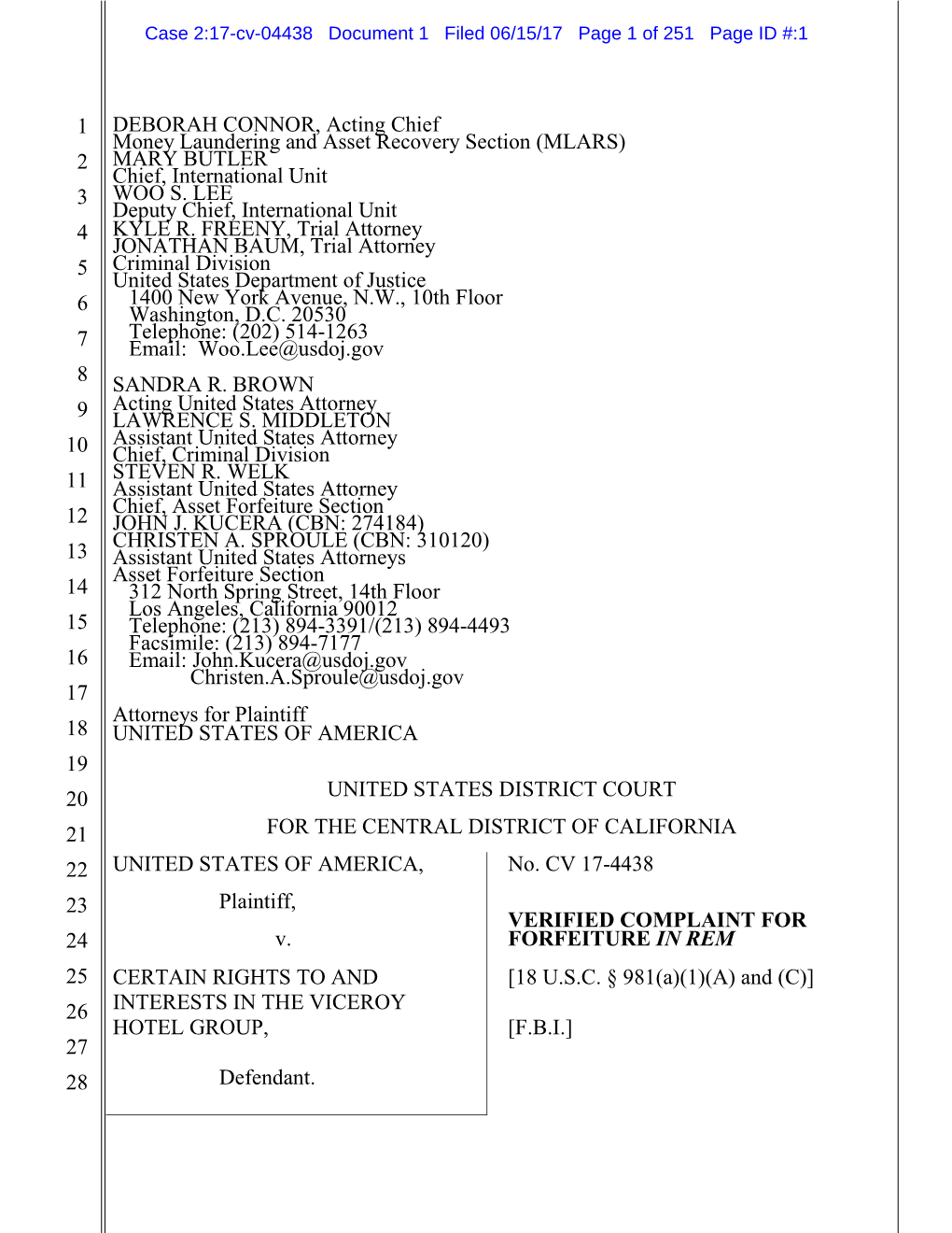 Download 06.15.17 Viceroy Complaint