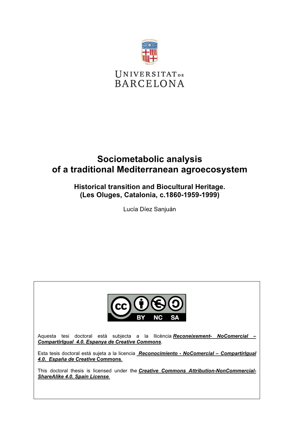 Sociometabolic Analysis of a Traditional Mediterranean Agroecosystem