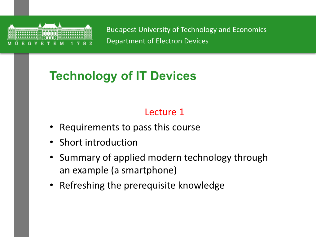 Technology of IT Devices