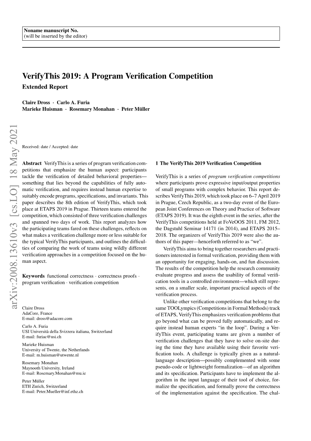 Arxiv:2008.13610V3 [Cs.LO] 18 May 2021 Keywords Hu- the on Different Aspect