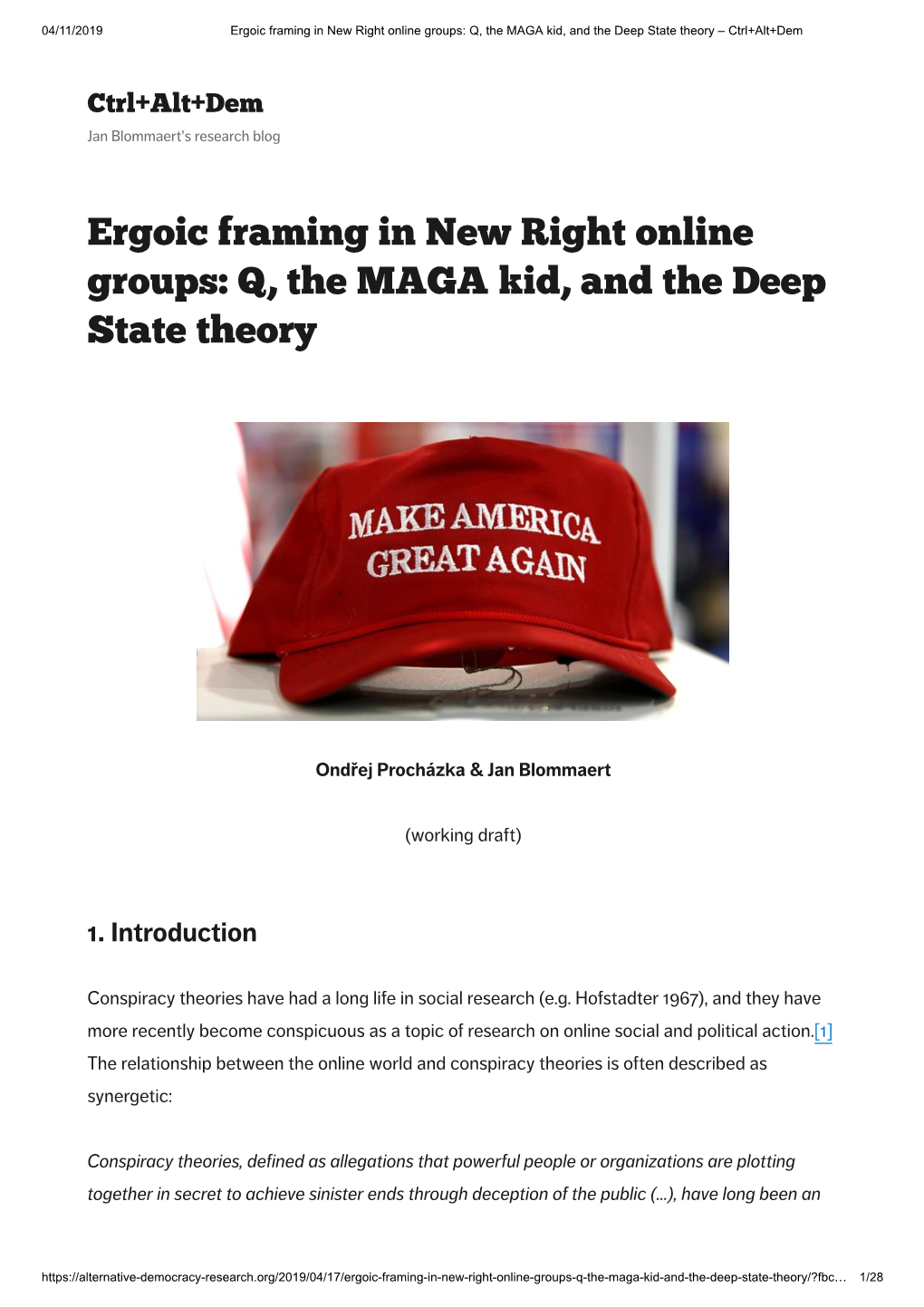Ergoic Framing in New Right Online Groups: Q, the MAGA Kid, and the Deep State Theory – Ctrl+Alt+Dem