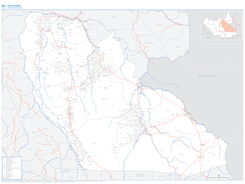 SOUTH SUDAN Jonglei Reference Map