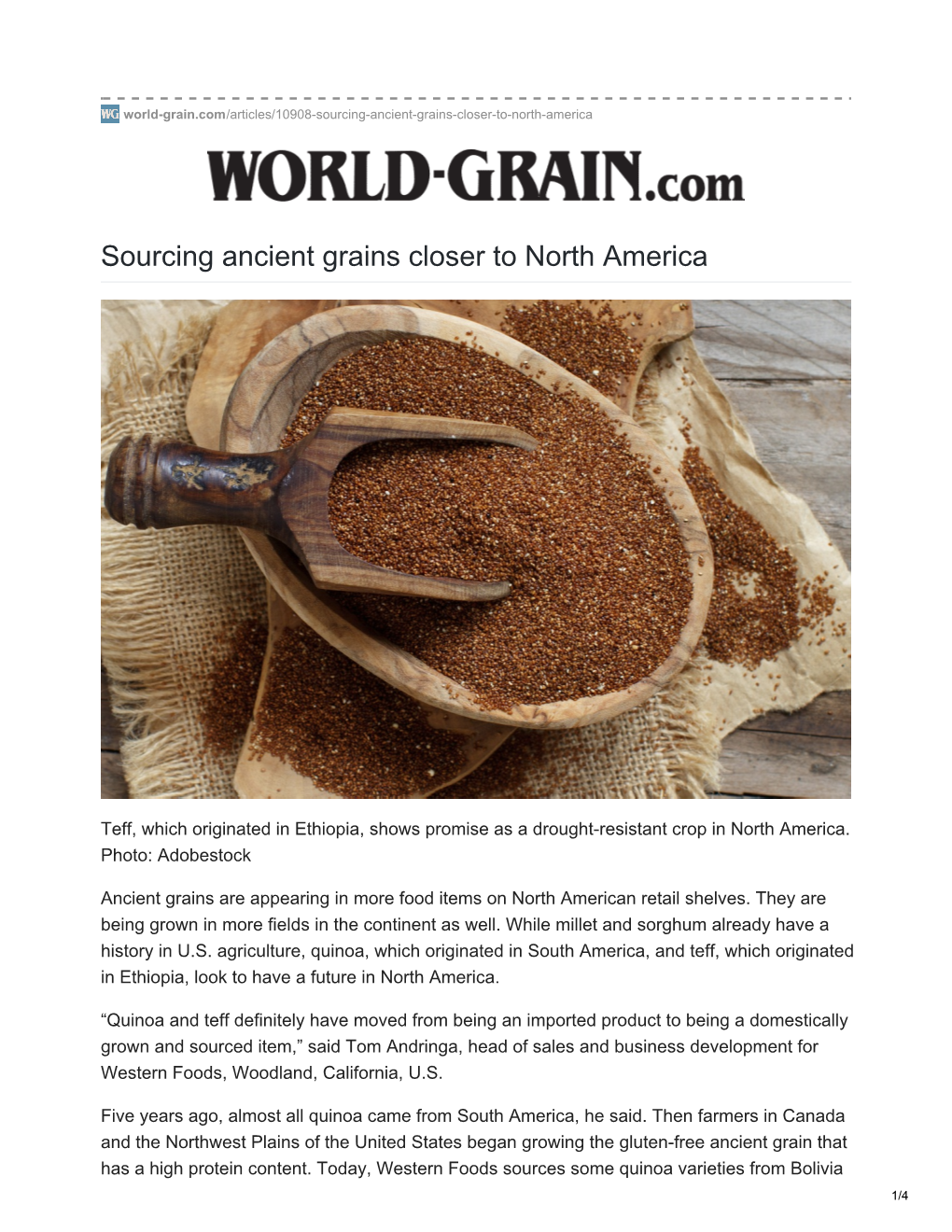 Sourcing Ancient Grains Closer to North America