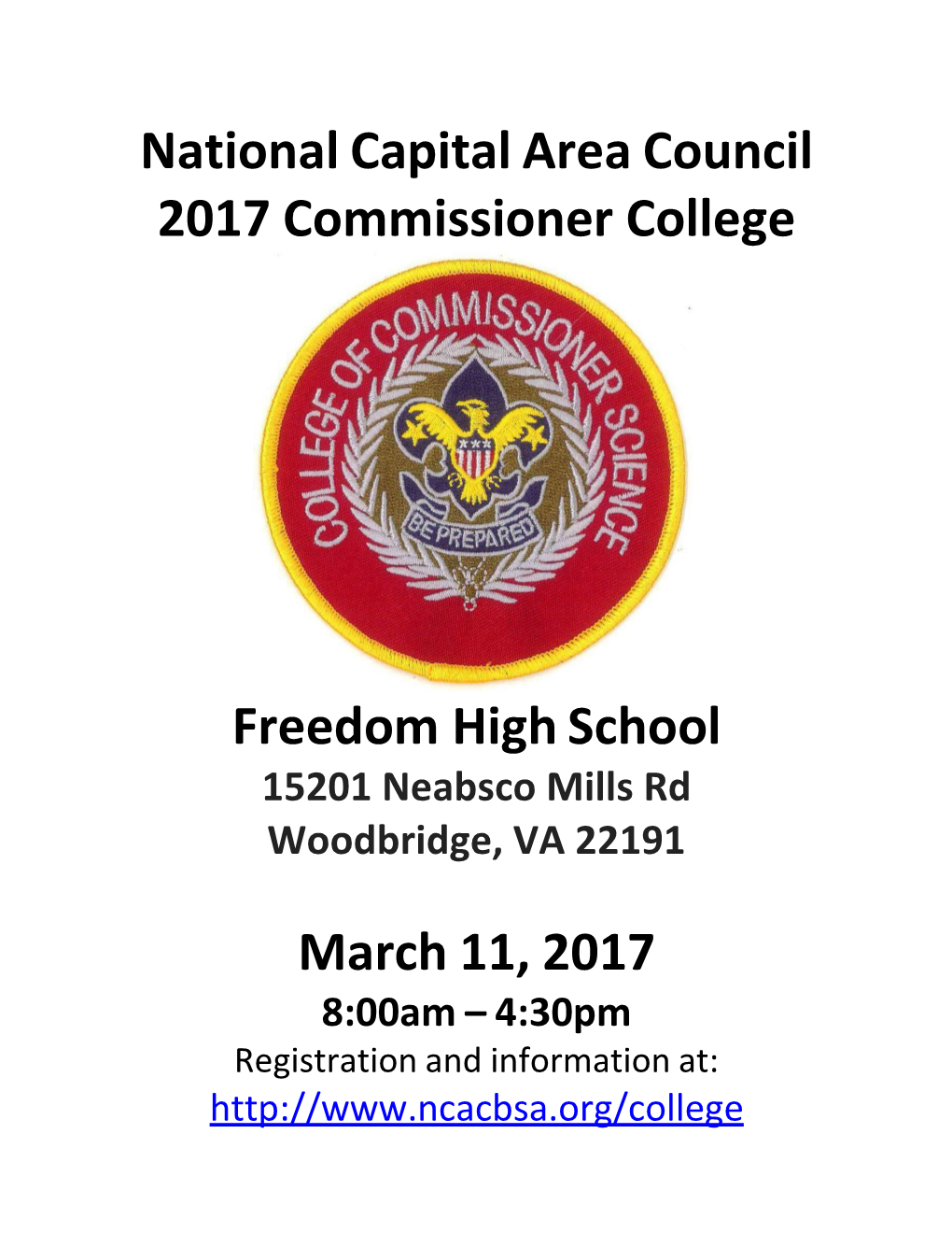 National Capital Area Council 2017 Commissioner College Freedom