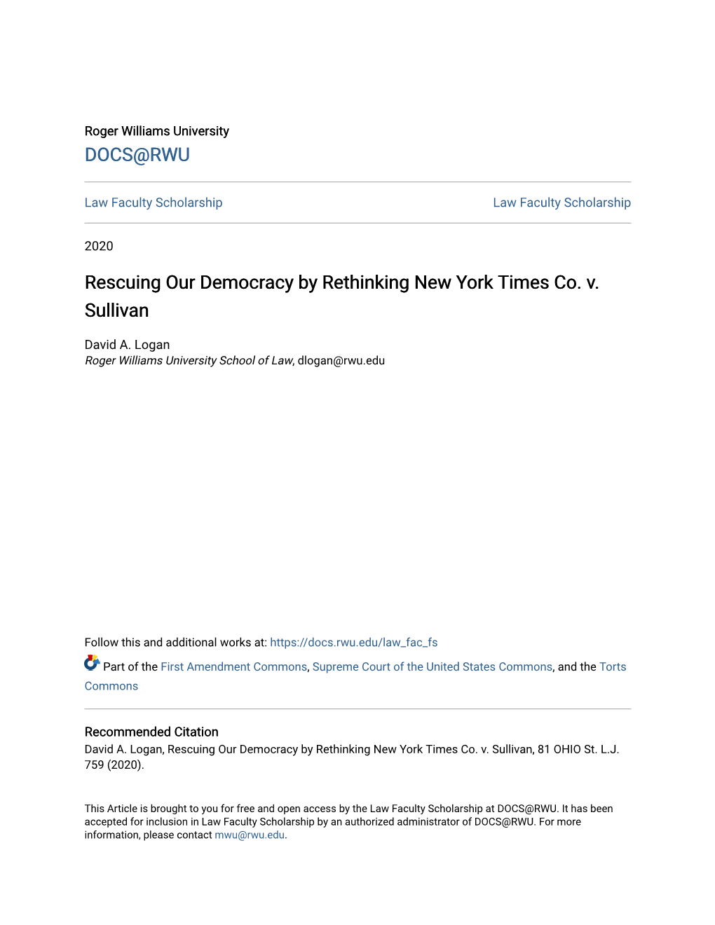Rescuing Our Democracy by Rethinking New York Times Co. V