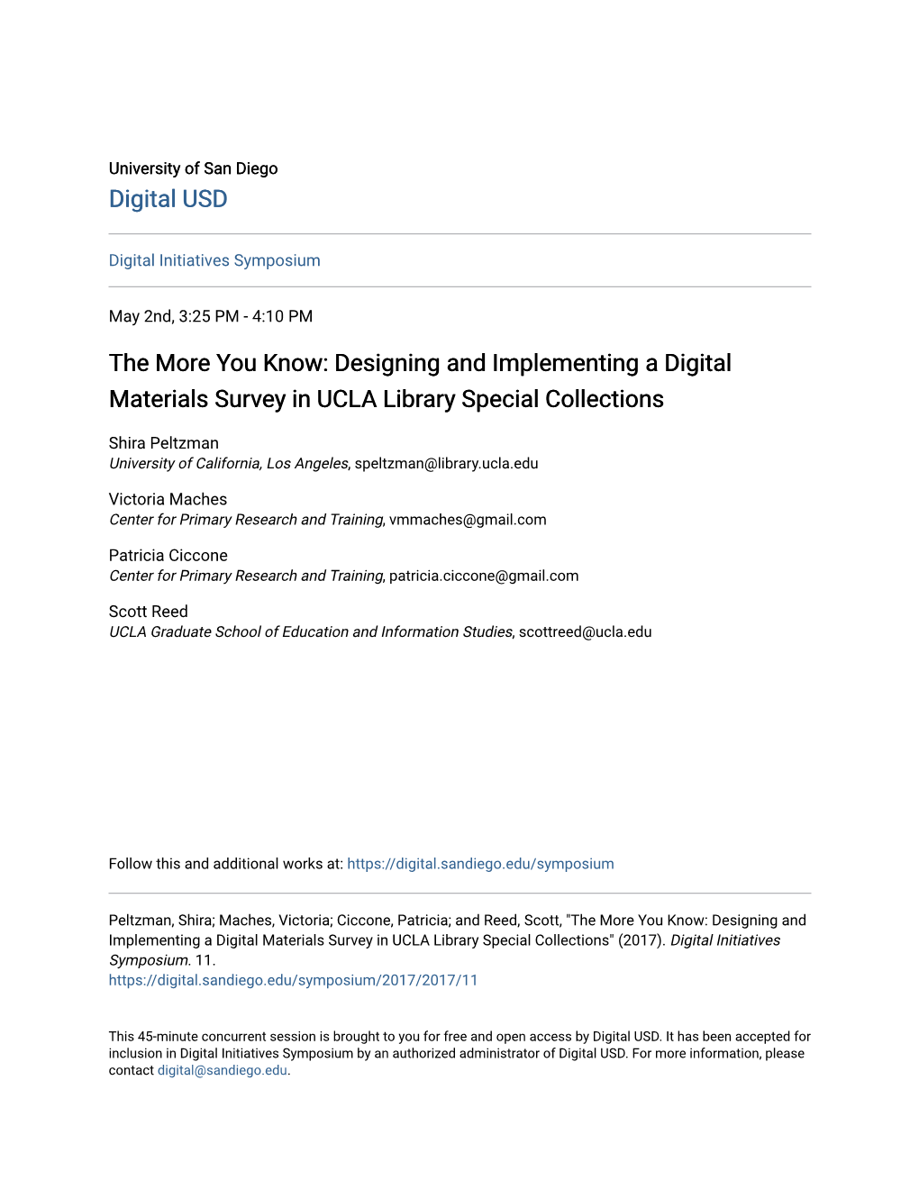 Designing and Implementing a Digital Materials Survey in UCLA Library Special Collections