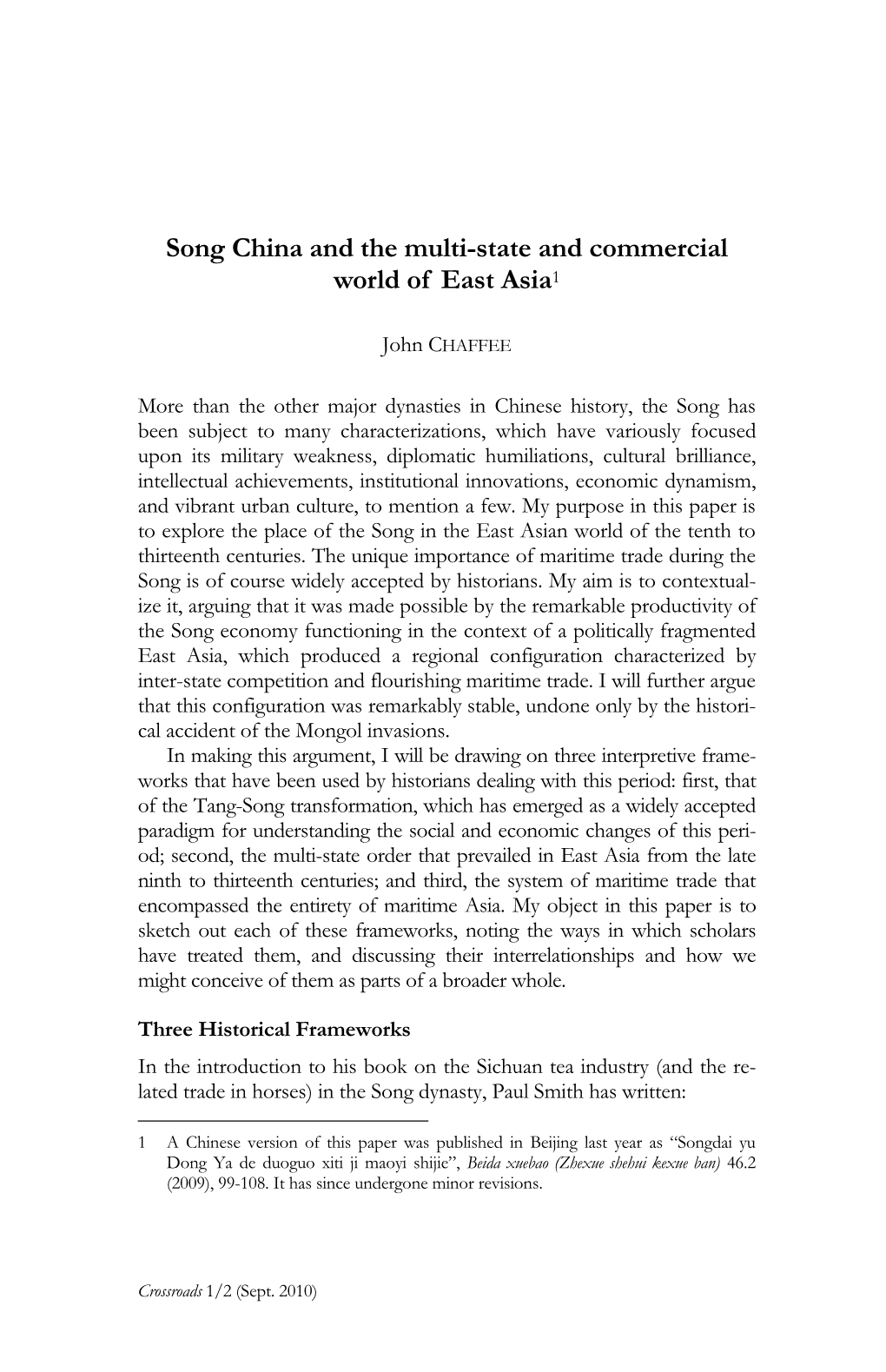 Song China and the Multi-State and Commercial World of East Asia1