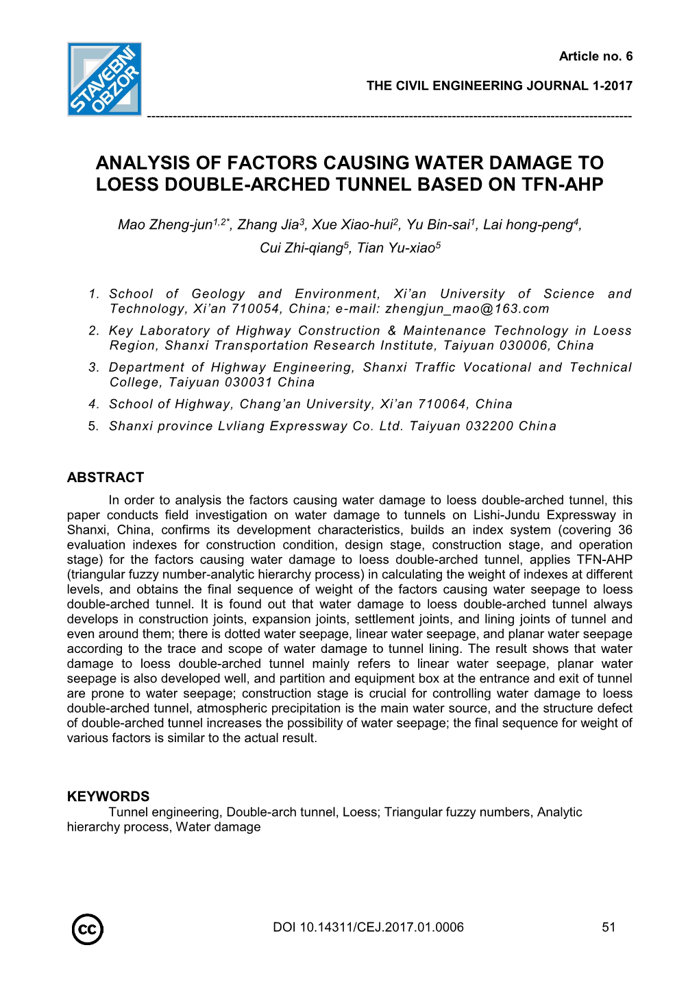 Analysis of Factors Causing Water Damage to Loess Double-Arched Tunnel Based on Tfn-Ahp