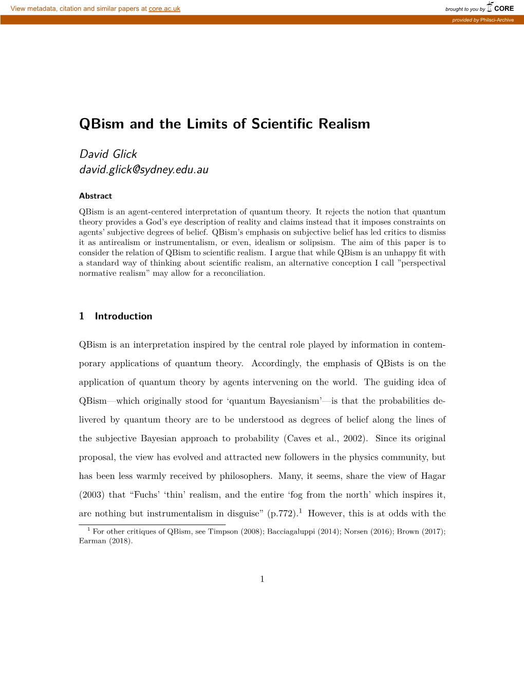 Qbism and the Limits of Scientific Realism