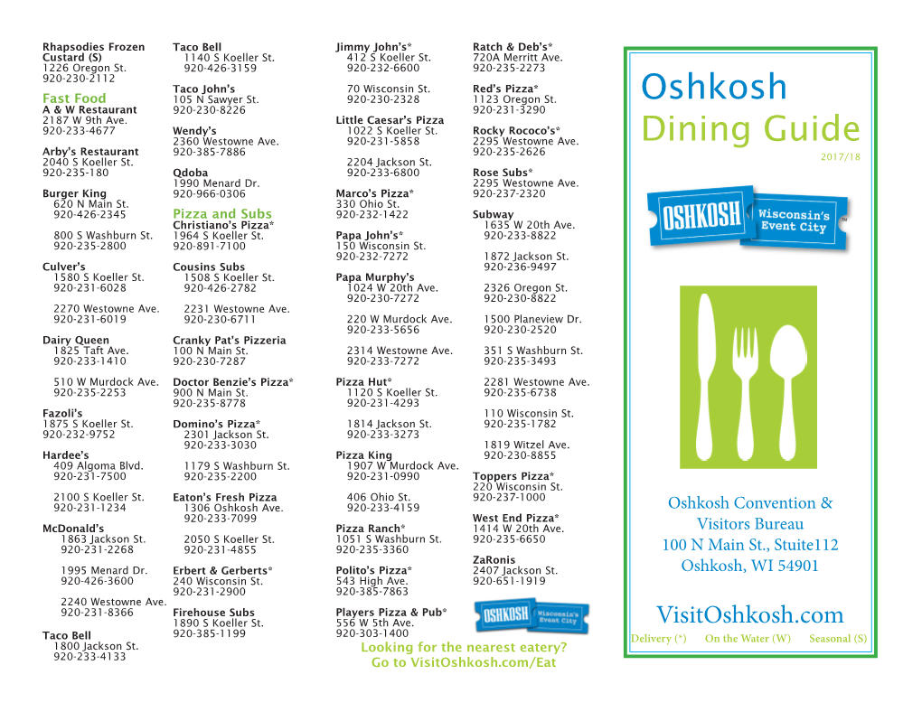Oshkosh Dining Guide