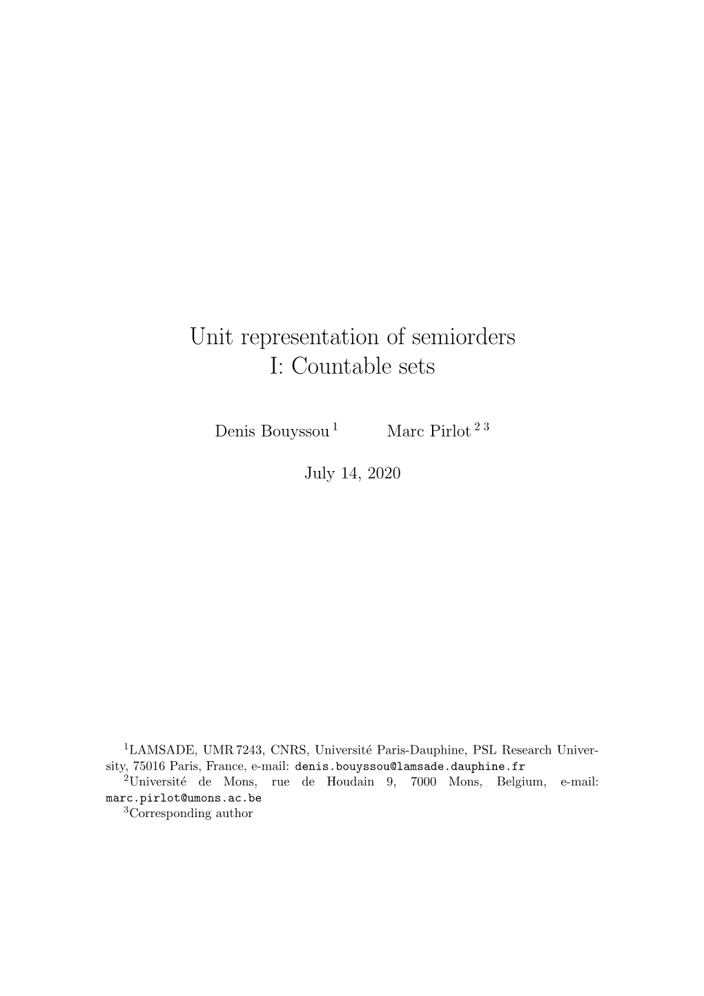 Unit Representation of Semiorders I: Countable Sets