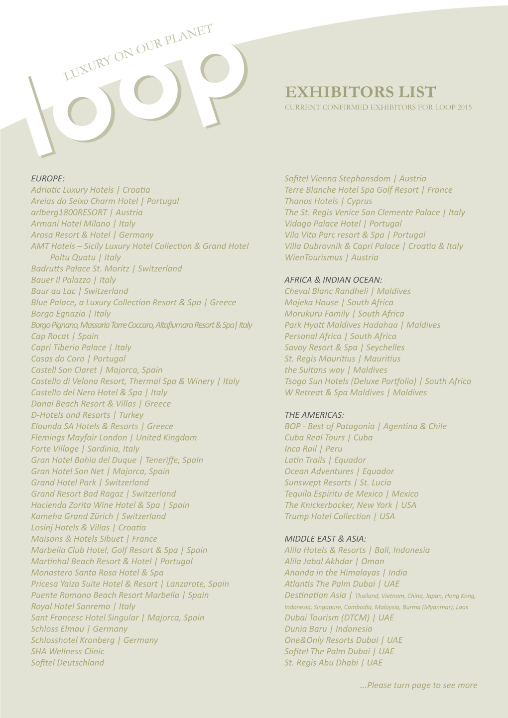 Exhibitors List Current Confirmed Exhibitors for Loop 2015