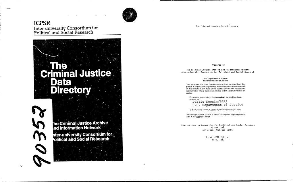 Criminal Justice Data Directory Political and Social Research