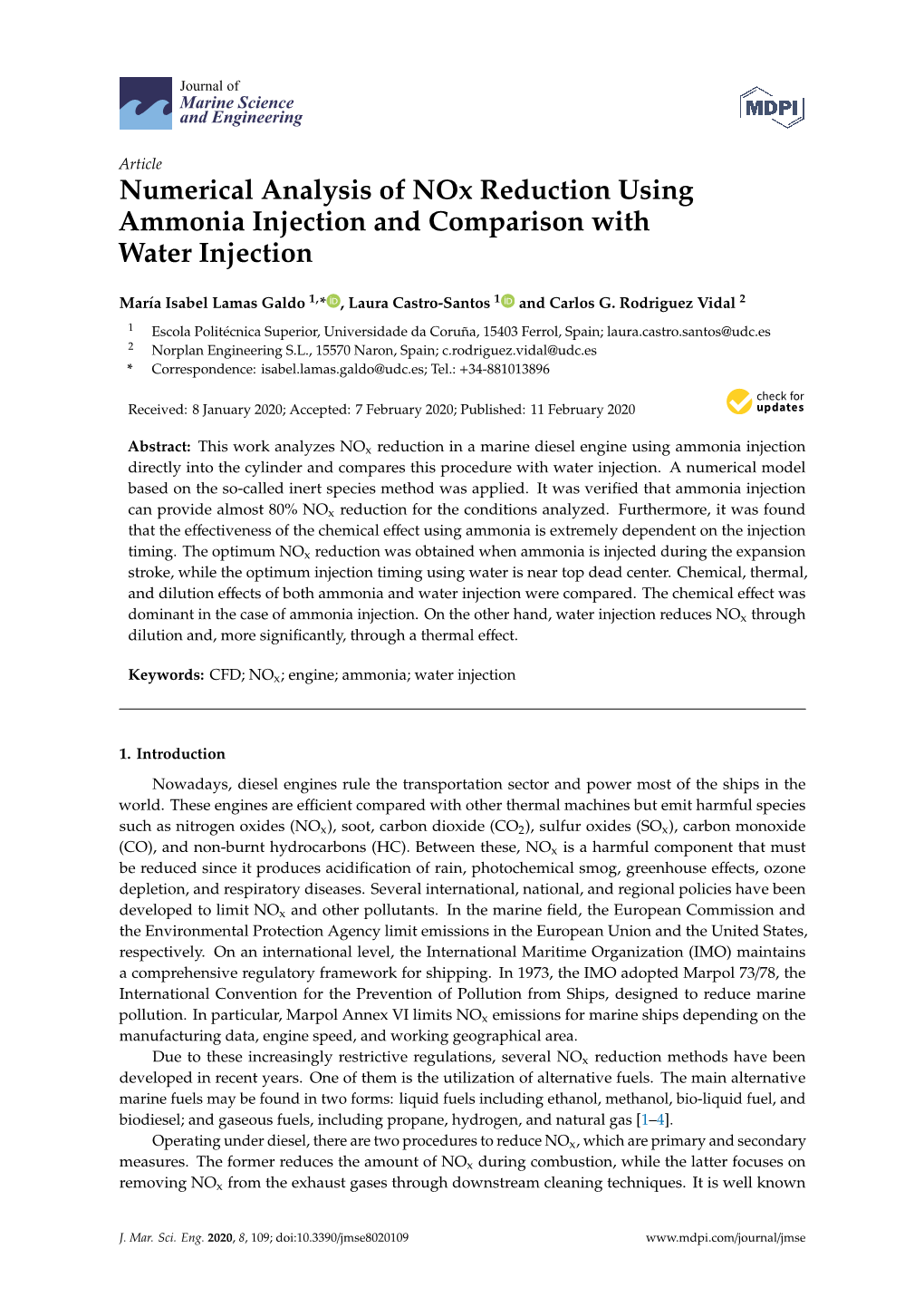 Numerical Analysis of Nox Reduction Using Ammonia Injection and Comparison with Water Injection