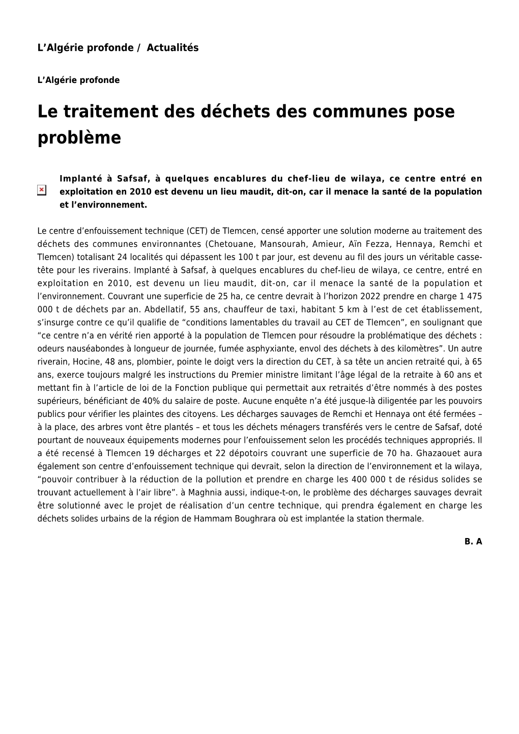 Le Traitement Des Déchets Des Communes Pose Problème