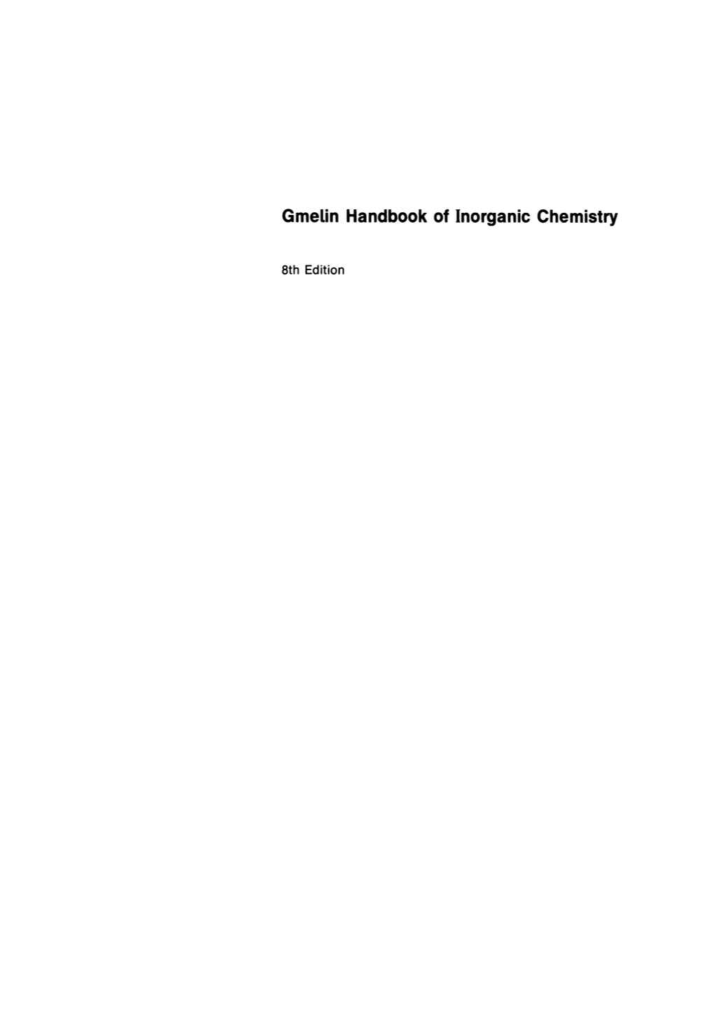 Gmelin Handbook of Inorganic Chemistry