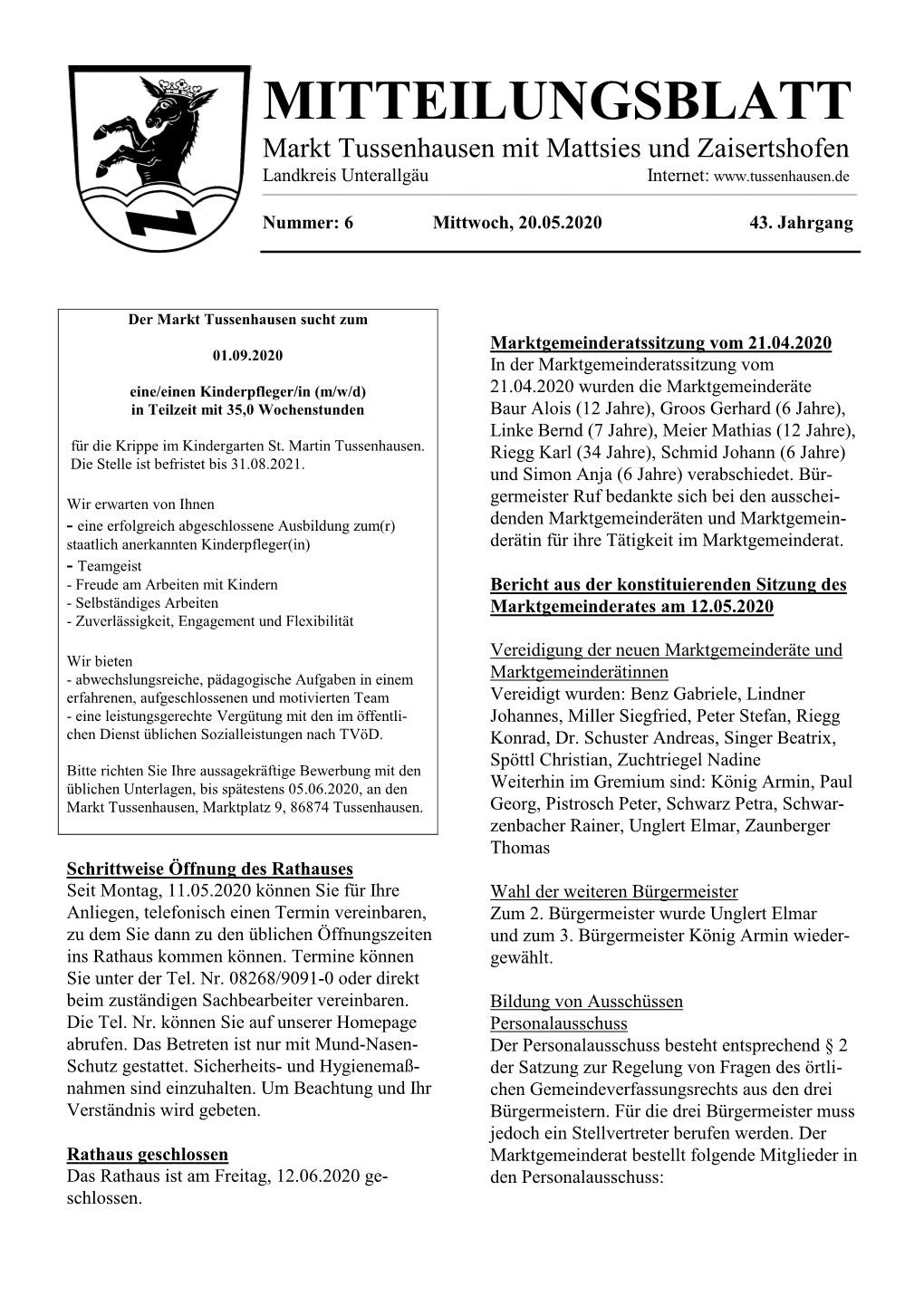 Mitteilungsblatt 6 2020