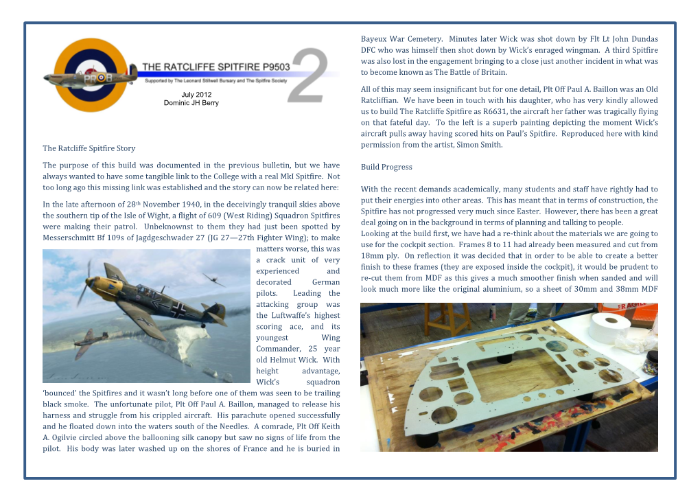 The Ratcliffe Spitfire Story the Purpose of This Build Was