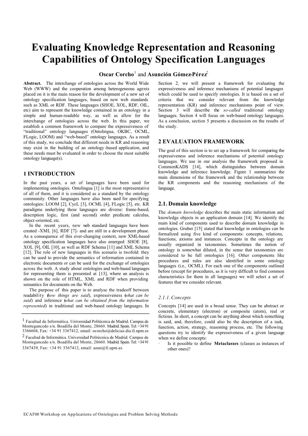 Evaluating Knowledge Representation and Reasoning Capabilities of Ontology Specification Languages