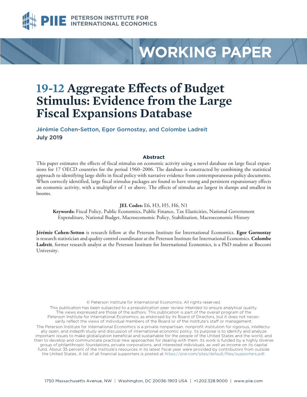 Aggregate Effects of Budget Stimulus: Evidence from the Large Fiscal Expansions Database
