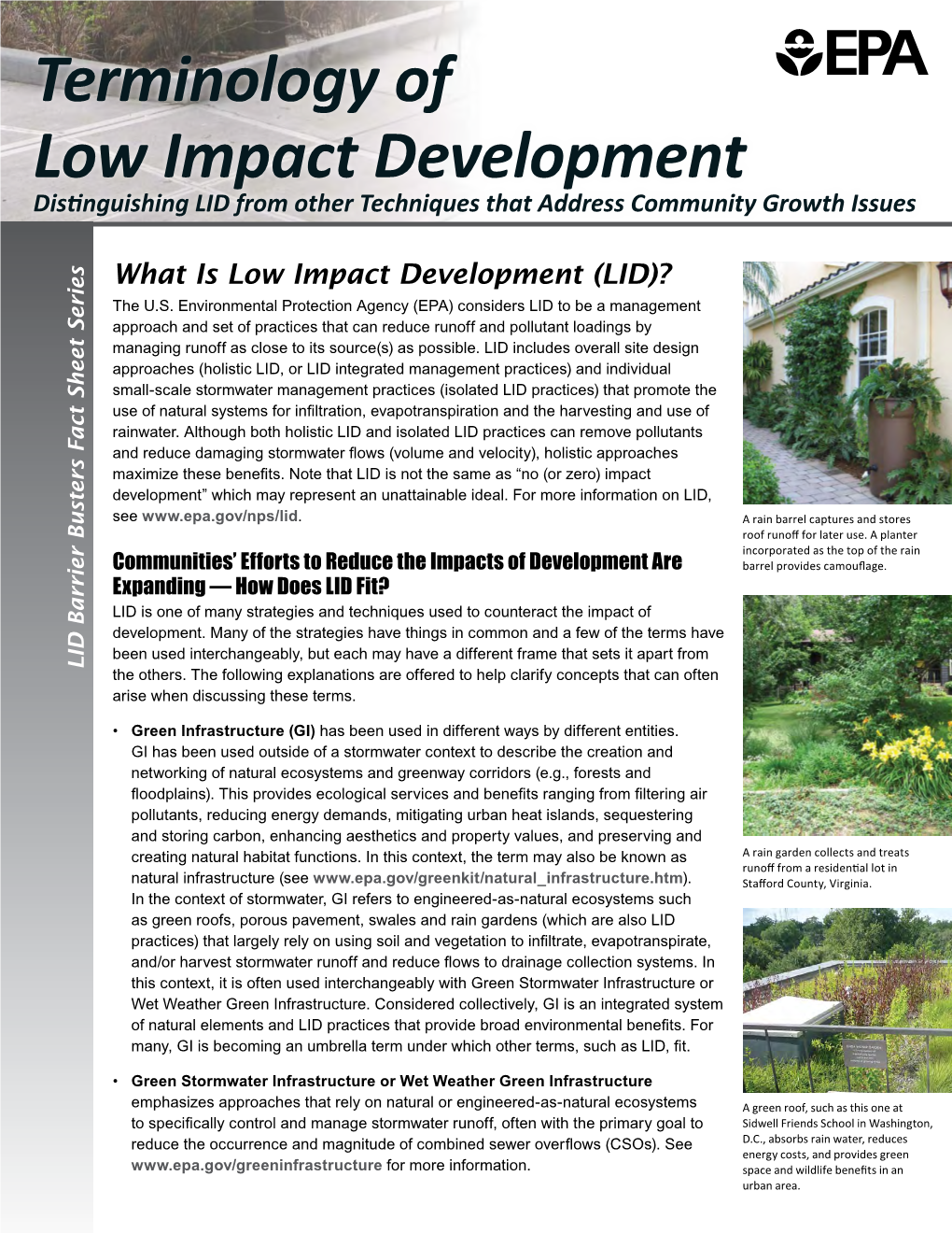 Terminology of Low Impact Development: Distinguishing LID