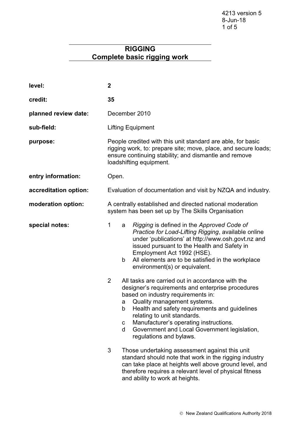 Sub-Field: Lifting Equipment s1