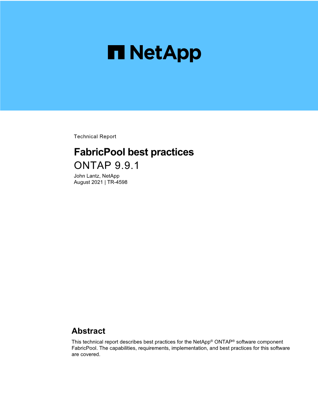 TR-4598: Fabricpool Best Practices in ONTAP 9.9.1