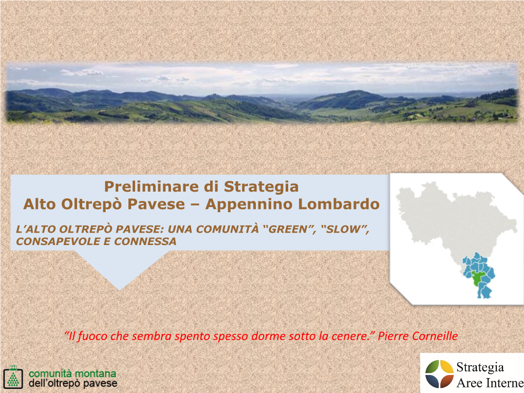 Preliminare Di Strategia Alto Oltrepò Pavese – Appennino Lombardo