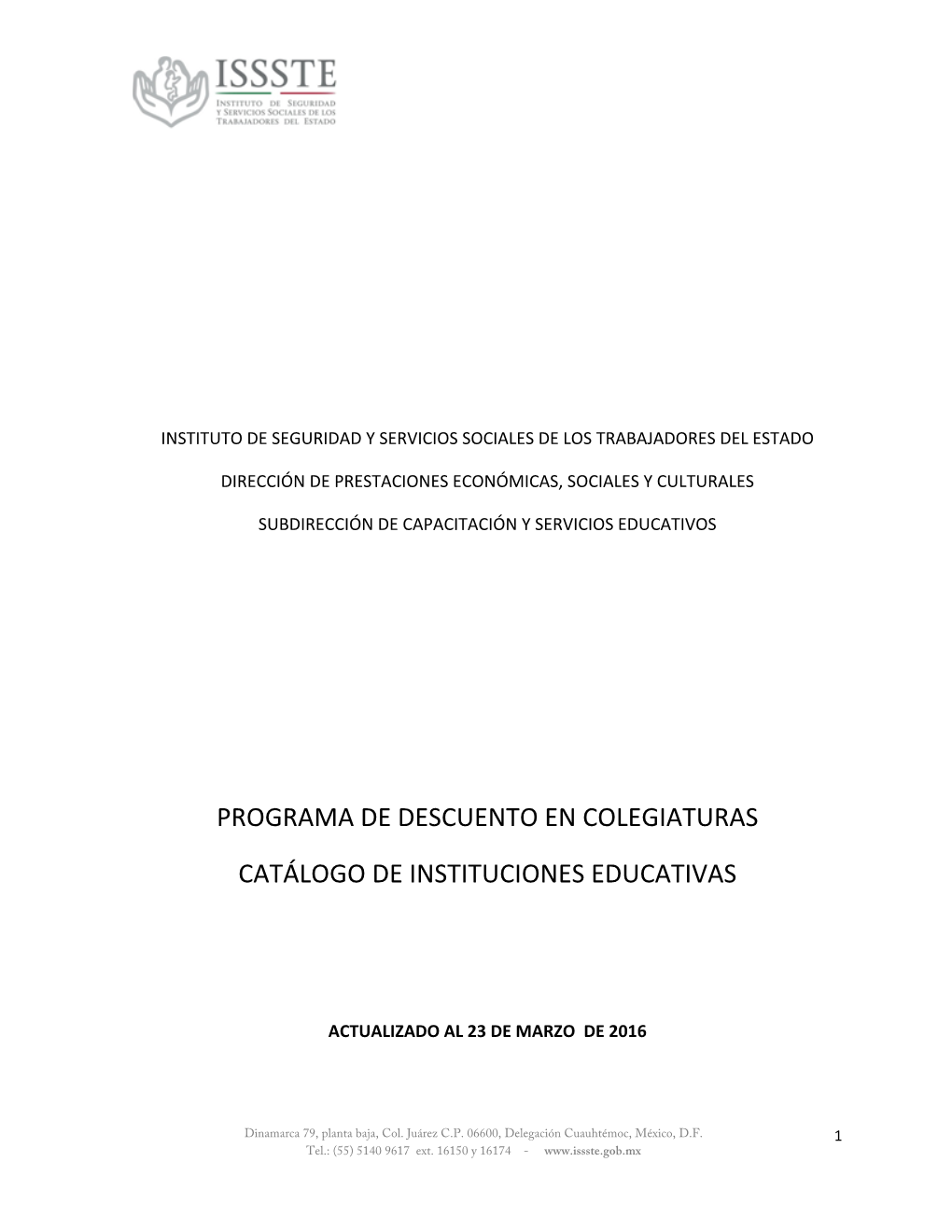 Programa De Descuento En Colegiaturas Catálogo De
