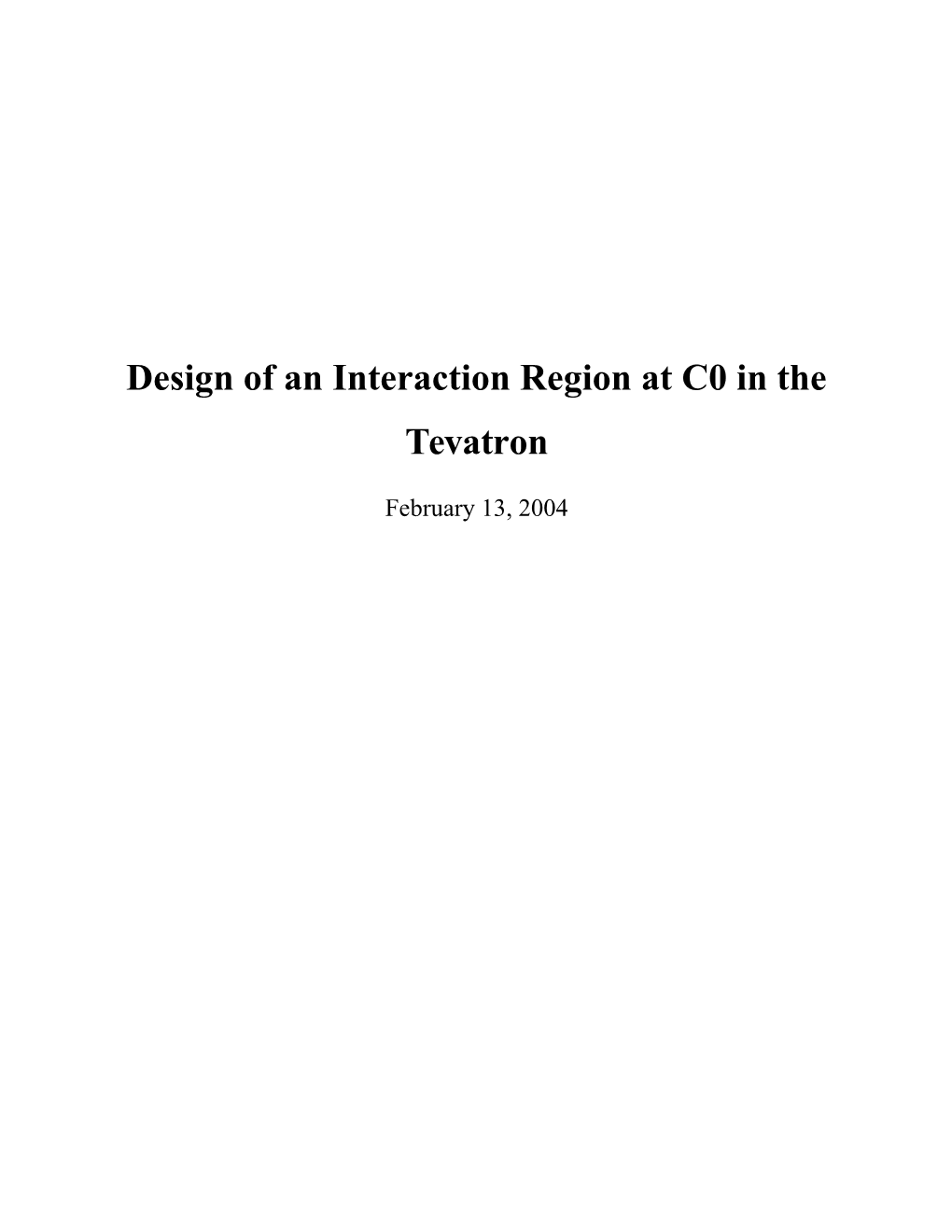 Design of an Interaction Region at C0 in the Tevatron