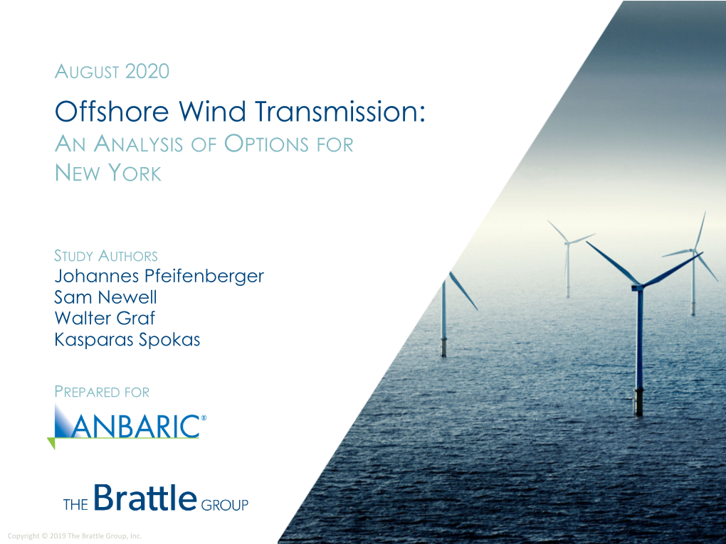 Offshore Wind Transmission: an ANALYSIS of OPTIONS for NEW YORK