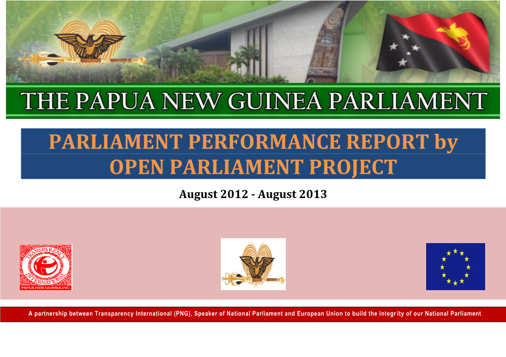 PARLIAMENT PERFORMANCE REPORT by OPEN PARLIAMENT PROJECT