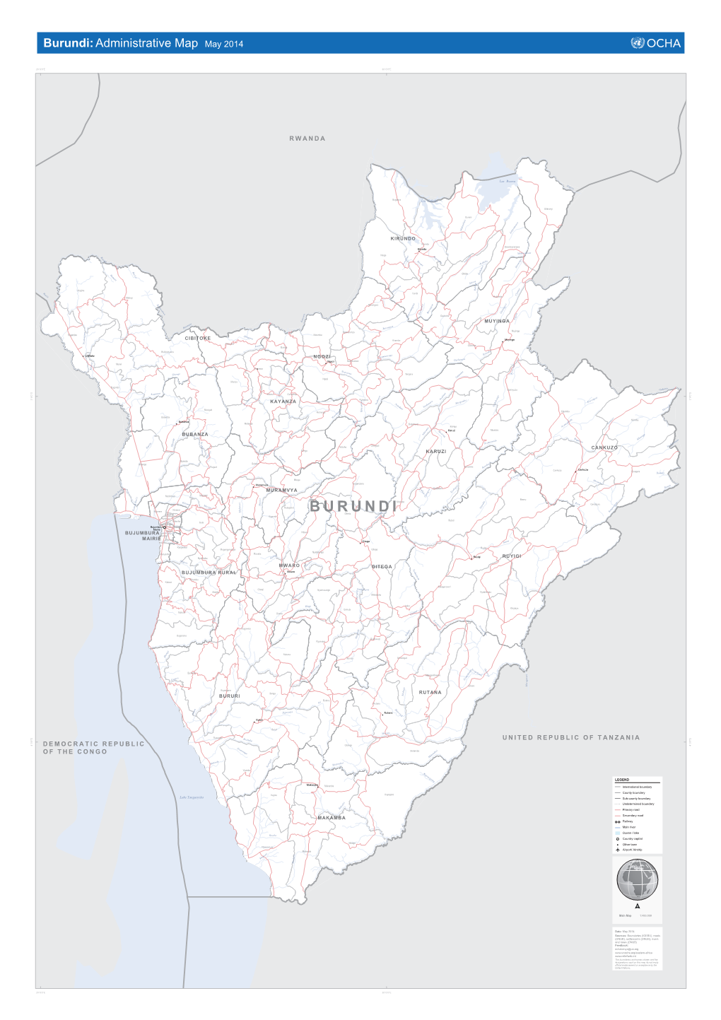 Burundi:Administrative Map May 2014