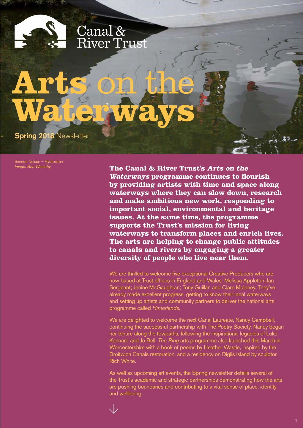 Arts on the Waterways Spring 2018 Newsletter