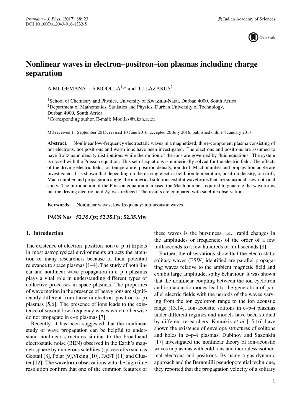 Nonlinear Waves in Electron–Positron–Ion Plasmas Including Charge Separation