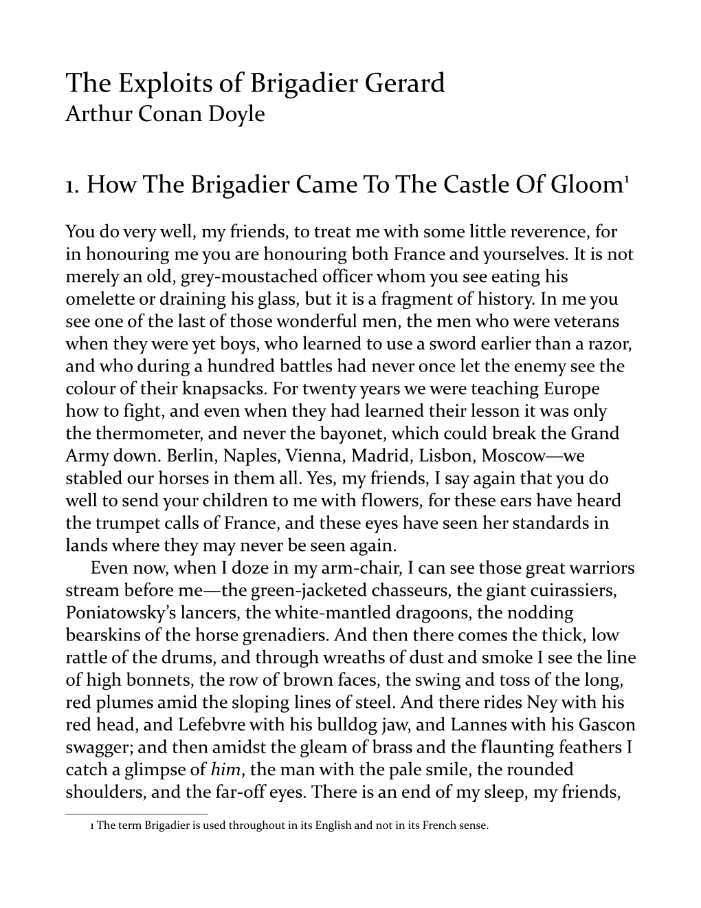 The Exploits of Brigadier Gerard Arthur Conan Doyle