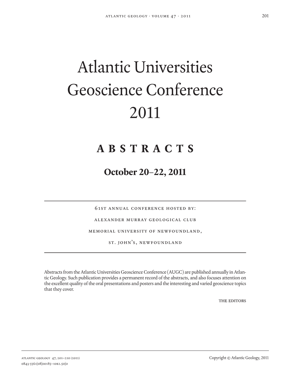 Atlantic Universities Geoscience Conference 2011