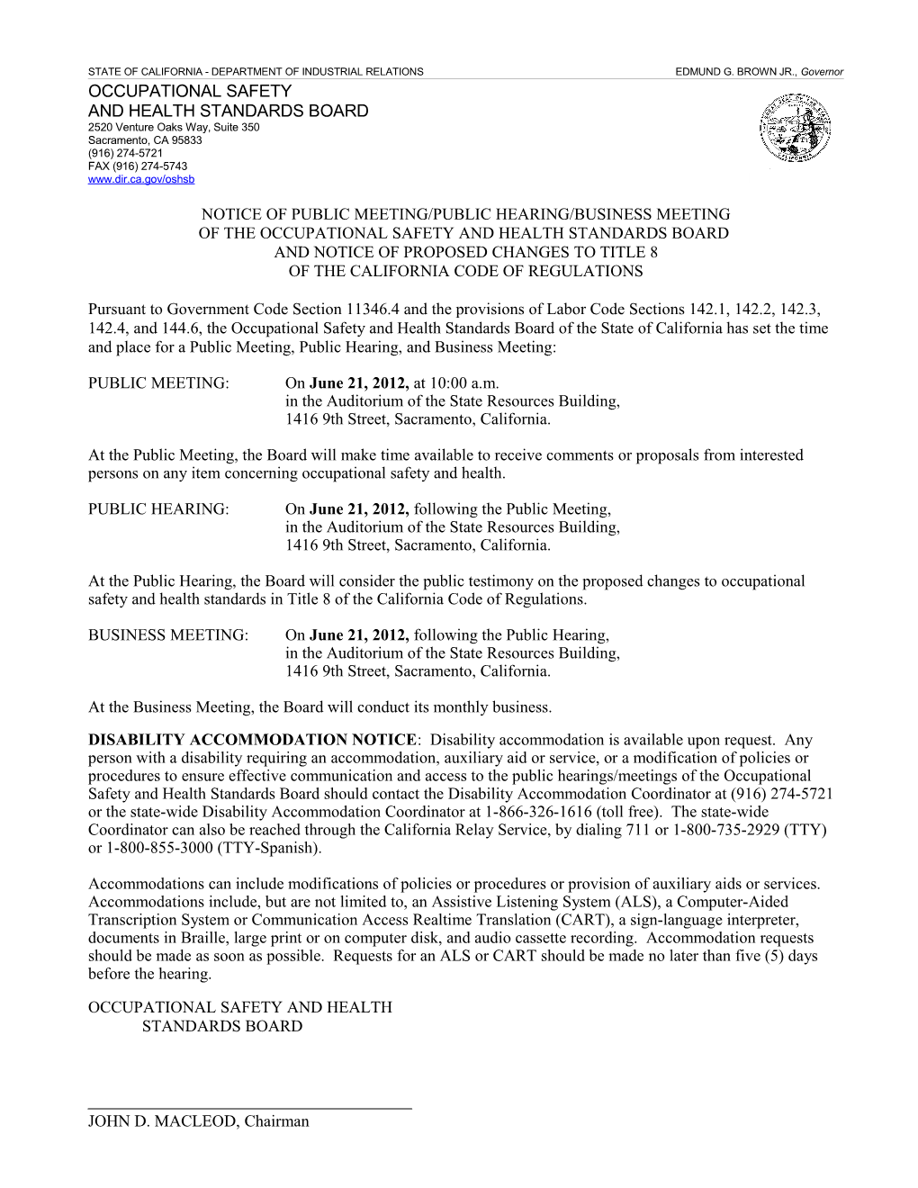 STATE of CALIFORNIA - DEPARTMENT of INDUSTRIAL RELATIONS Edmund G. Brown Jr., Governor s1