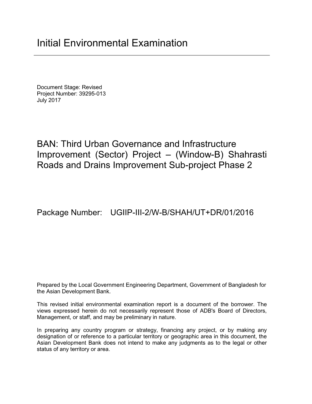 Initial Environmental Examination