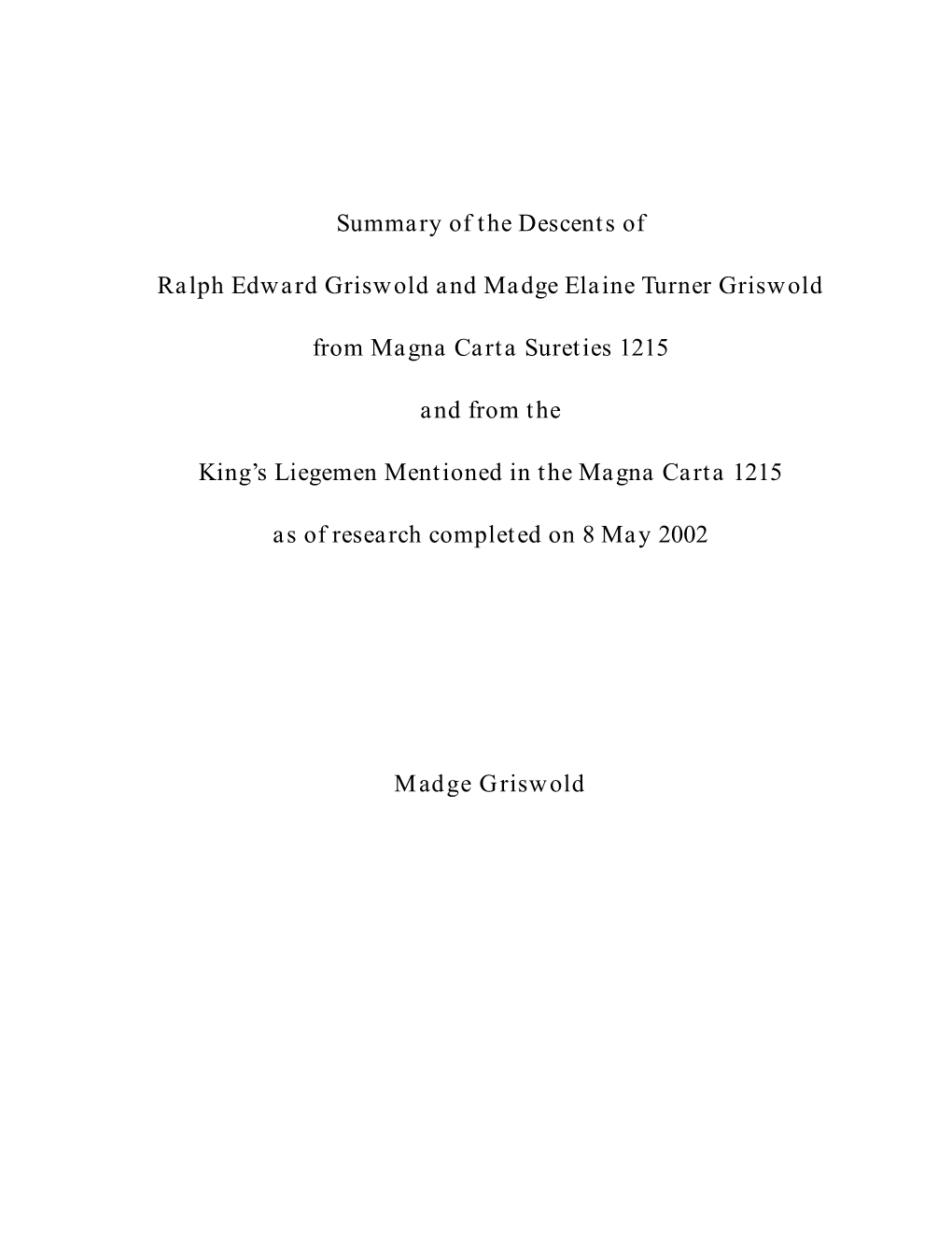 MAGNA CARTA SURETIES.New