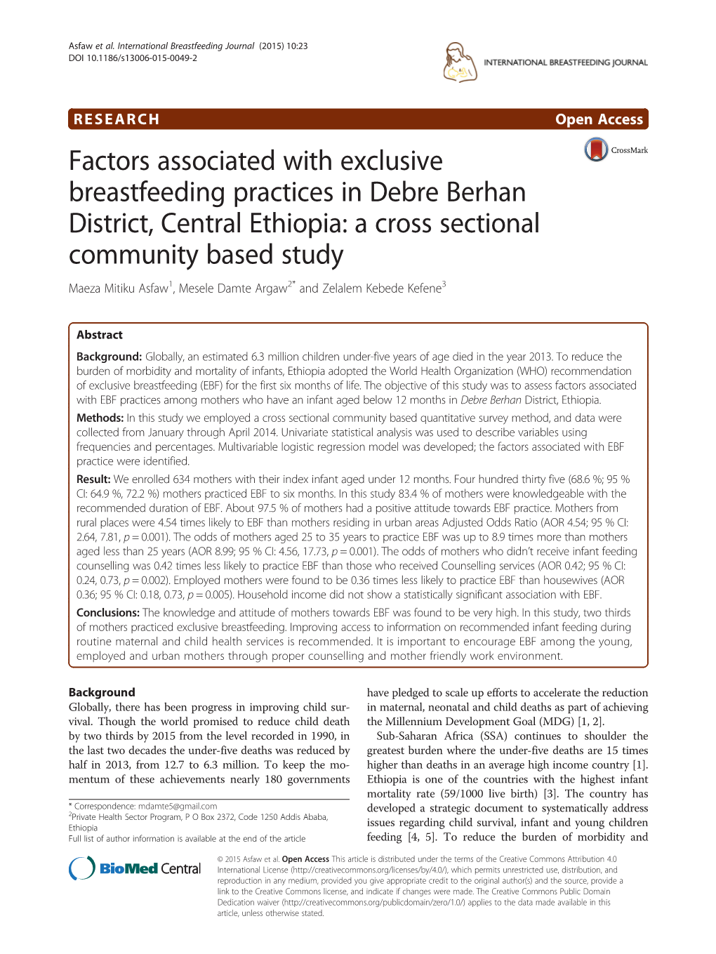 Factors Associated with Exclusive Breastfeeding