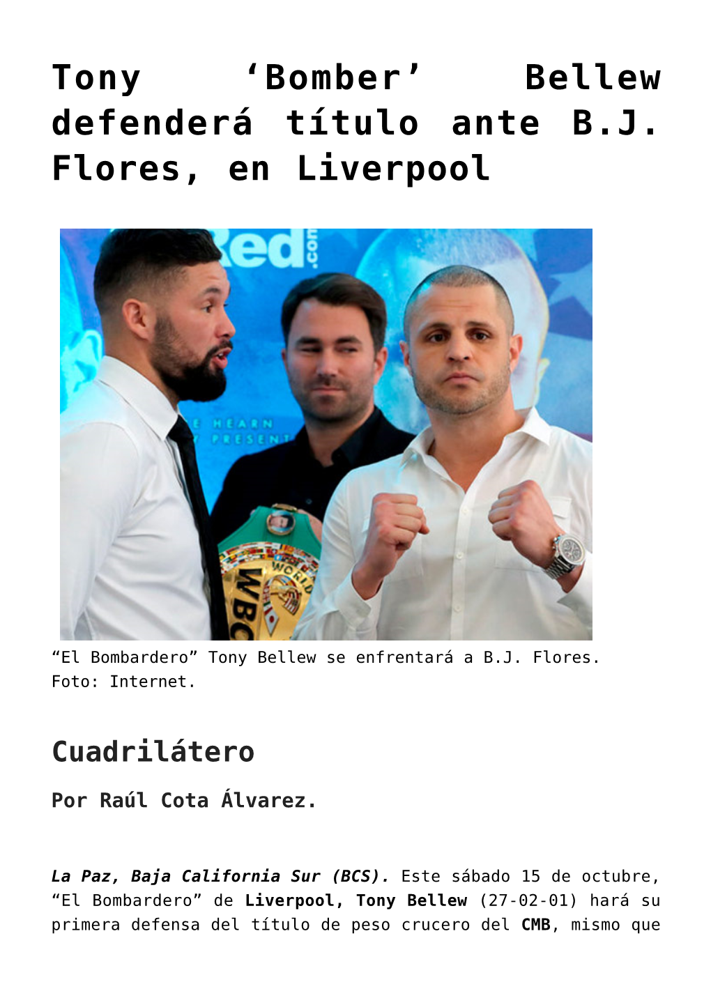 Bellew Defenderá Título Ante BJ Flores, En Liverpool