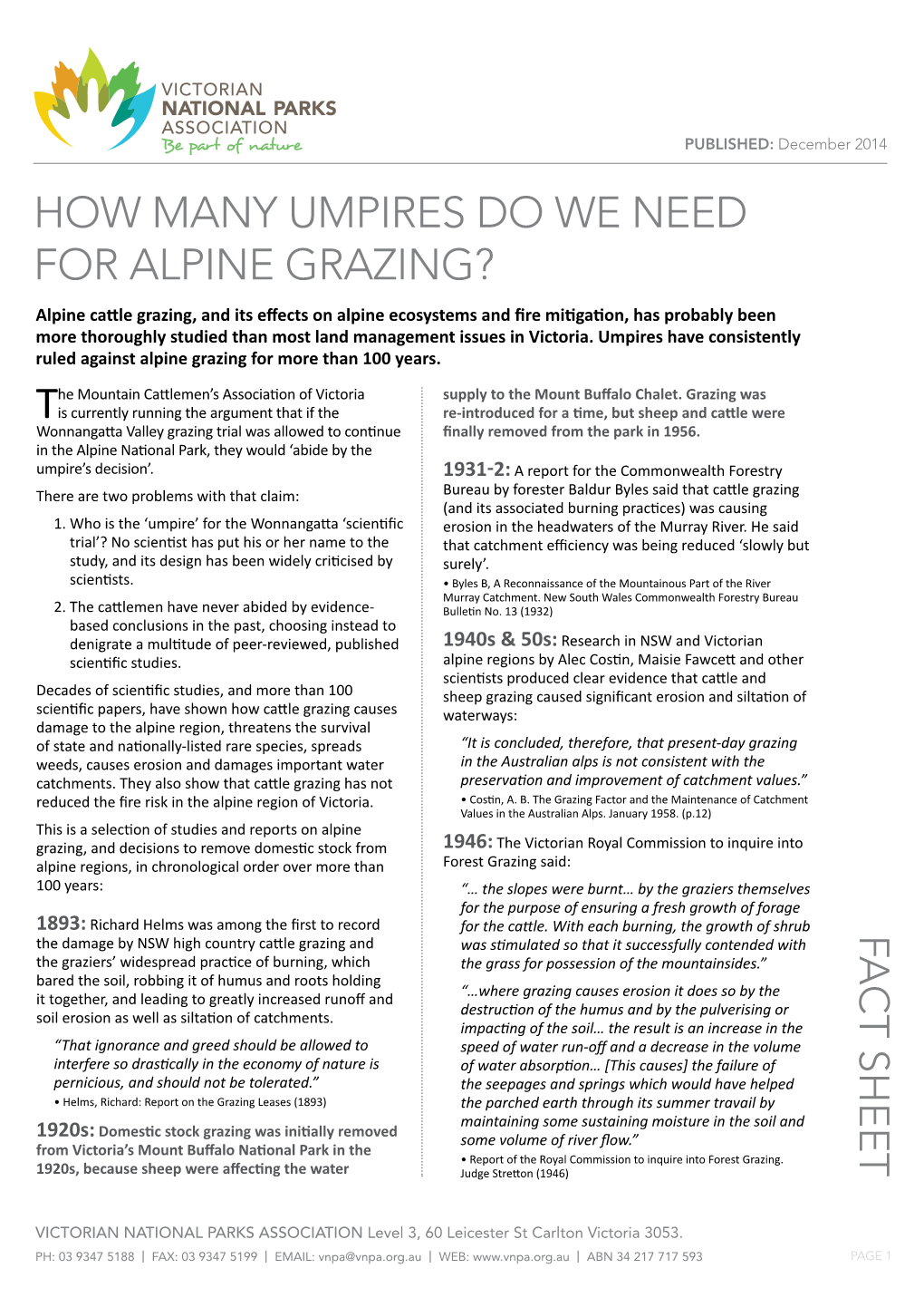 Fact Sheet: How Many Umpires Do We Need for Alpine Grazing?