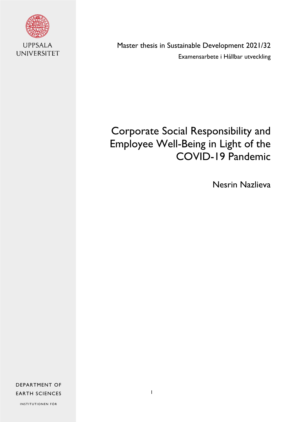 Corporate Social Responsibility and Employee Well-Being in Light of the COVID-19 Pandemic